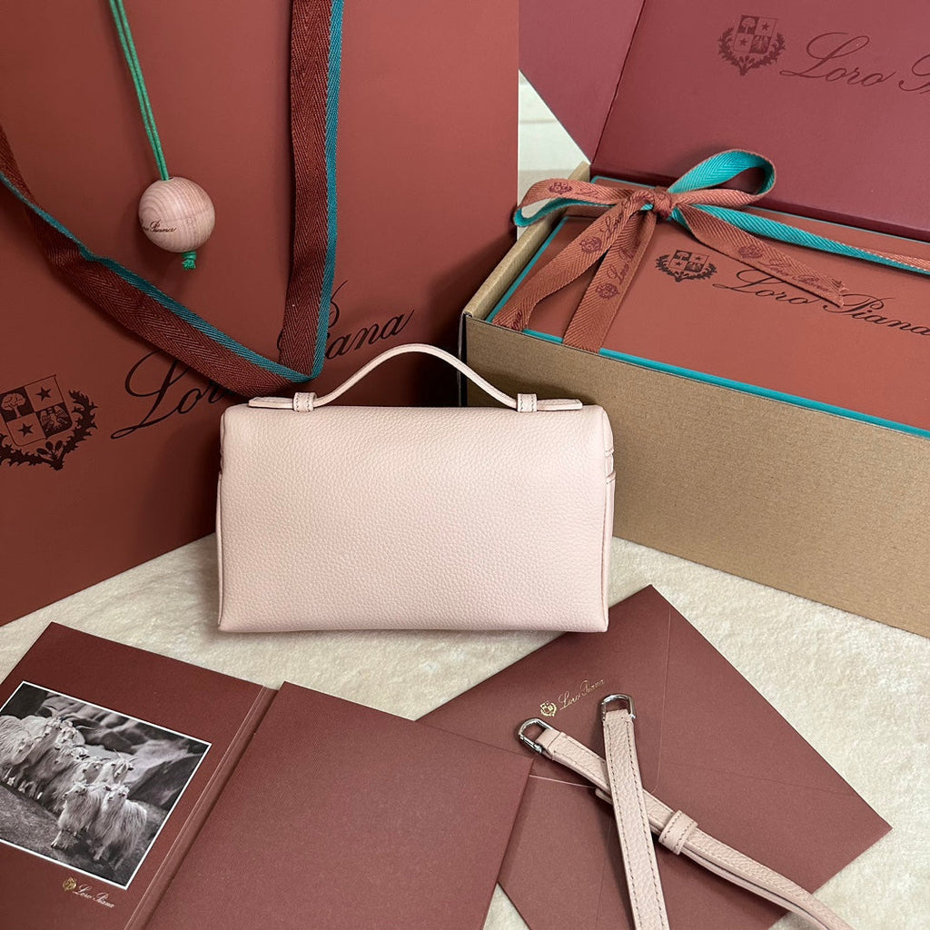 Loro Piana Extra Pocket L19 in Blush Pink Grained Calfskin with Silver Hardware Bag