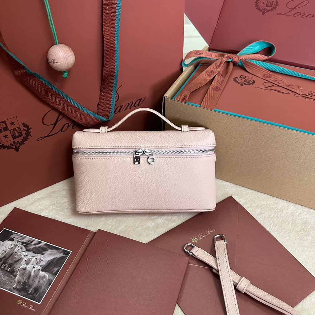 Loro Piana Extra Pocket L19 in Blush Pink Grained Calfskin with Silver Hardware Bag