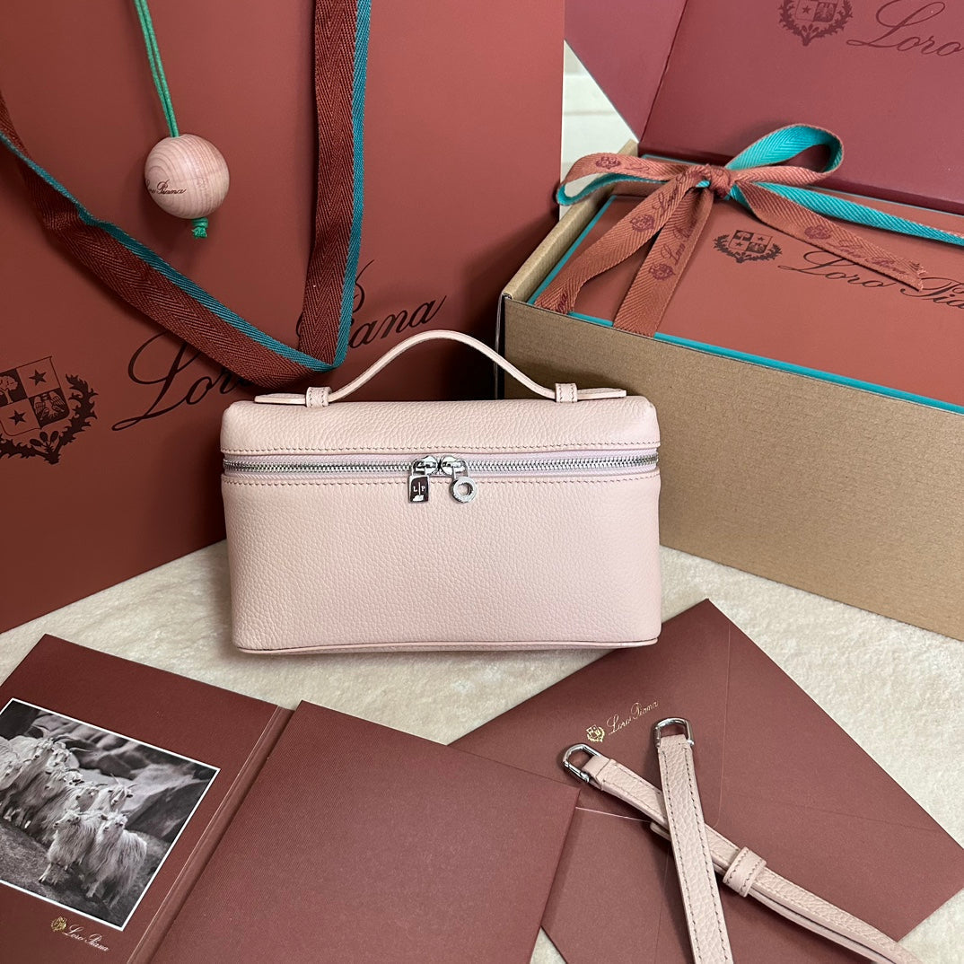 Loro Piana Extra Pocket L19 in Blush Pink Grained Calfskin with Silver Hardware Bag