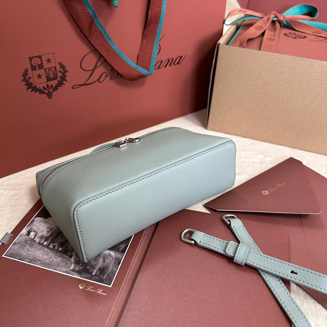 Loro Piana Extra Pocket L19 in Powder Blue Grained Calfskin with Silver Hardware Bag