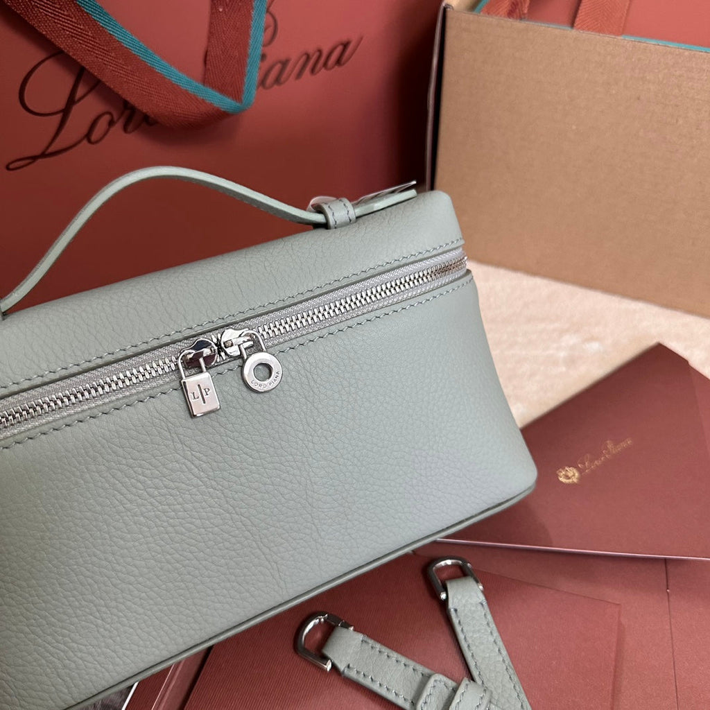 Loro Piana Extra Pocket L19 in Powder Blue Grained Calfskin with Silver Hardware Bag