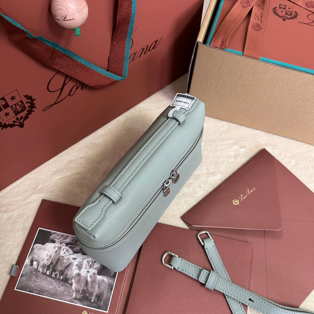 Loro Piana Extra Pocket L19 in Powder Blue Grained Calfskin with Silver Hardware Bag
