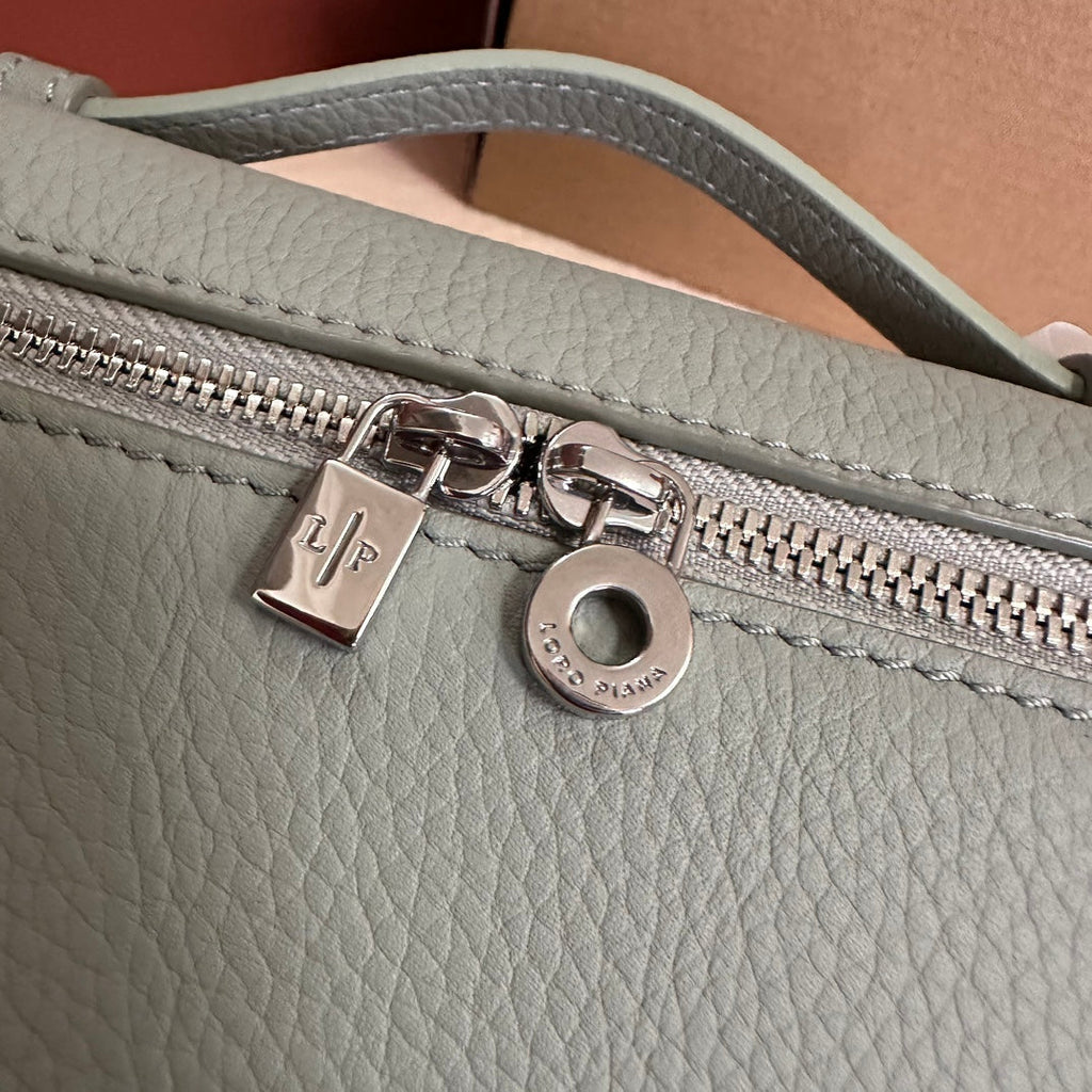 Loro Piana Extra Pocket L19 in Powder Blue Grained Calfskin with Silver Hardware Bag
