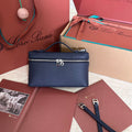 Loro Piana Extra Pocket L19 in Navy Blue Grained Calfskin with Silver Hardware Bag