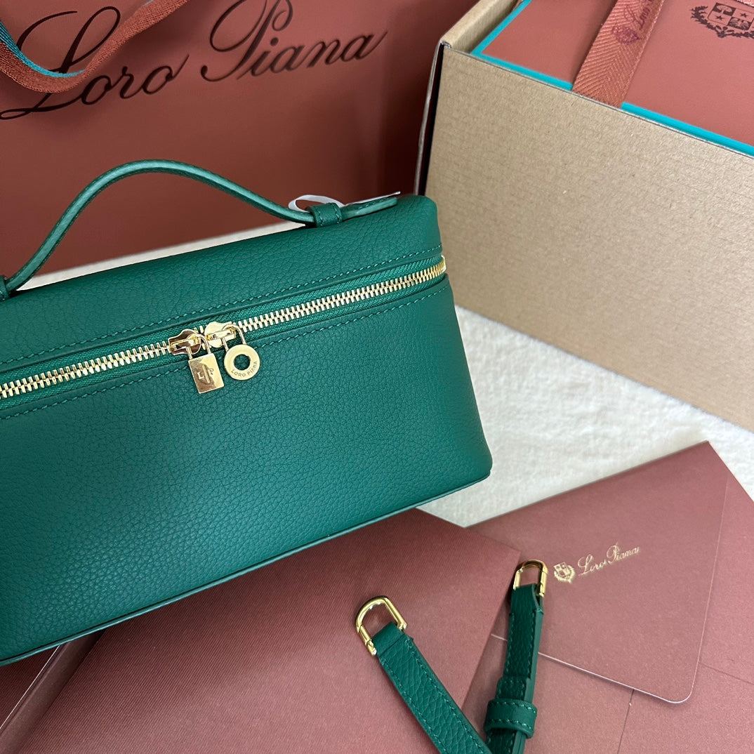 Loro Piana Extra Pocket L19 in Green Forest Grained Calfskin with Gold Hardware Bag