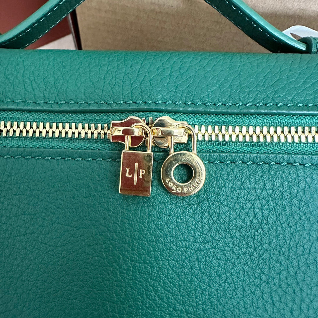 Loro Piana Extra Pocket L19 in Green Forest Grained Calfskin with Gold Hardware Bag