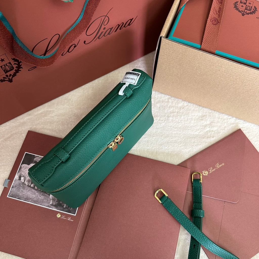 Loro Piana Extra Pocket L19 in Green Forest Grained Calfskin with Gold Hardware Bag