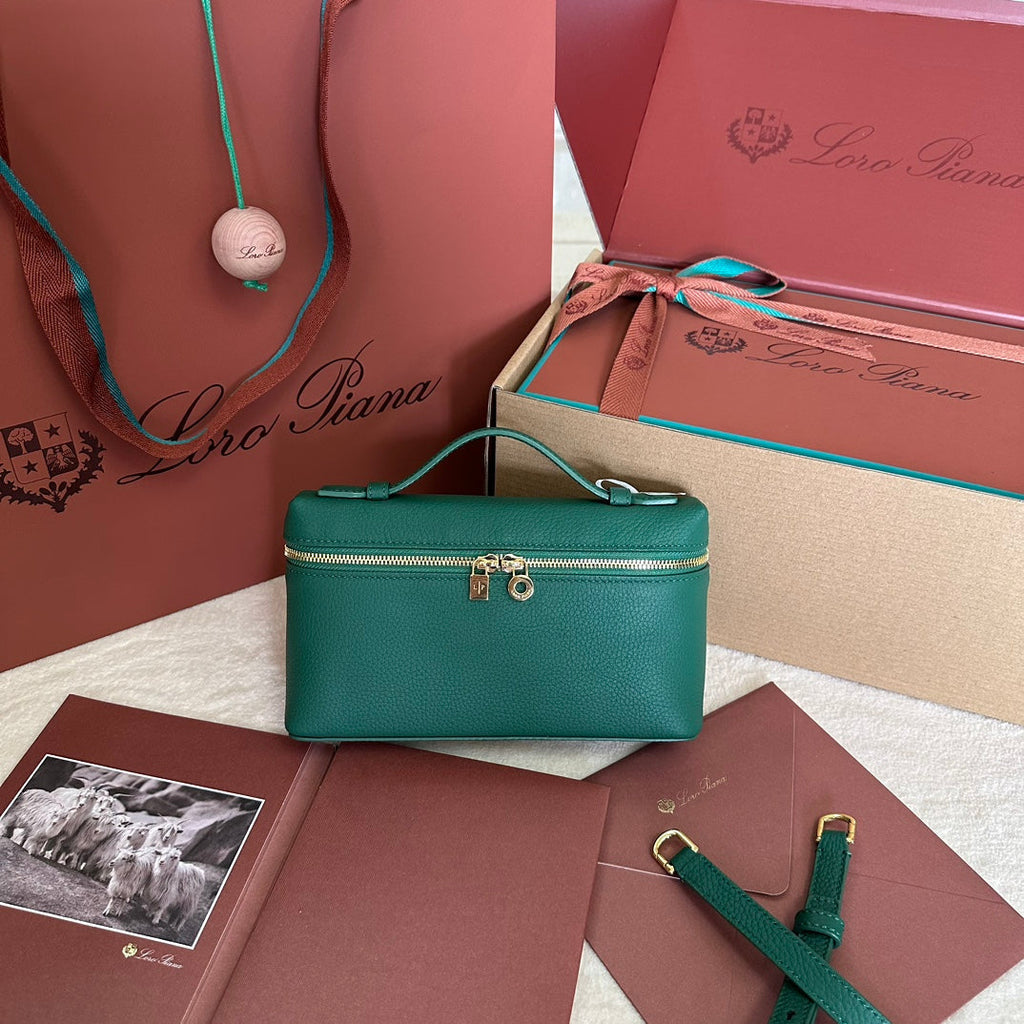 Loro Piana Extra Pocket L19 in Green Forest Grained Calfskin with Gold Hardware Bag