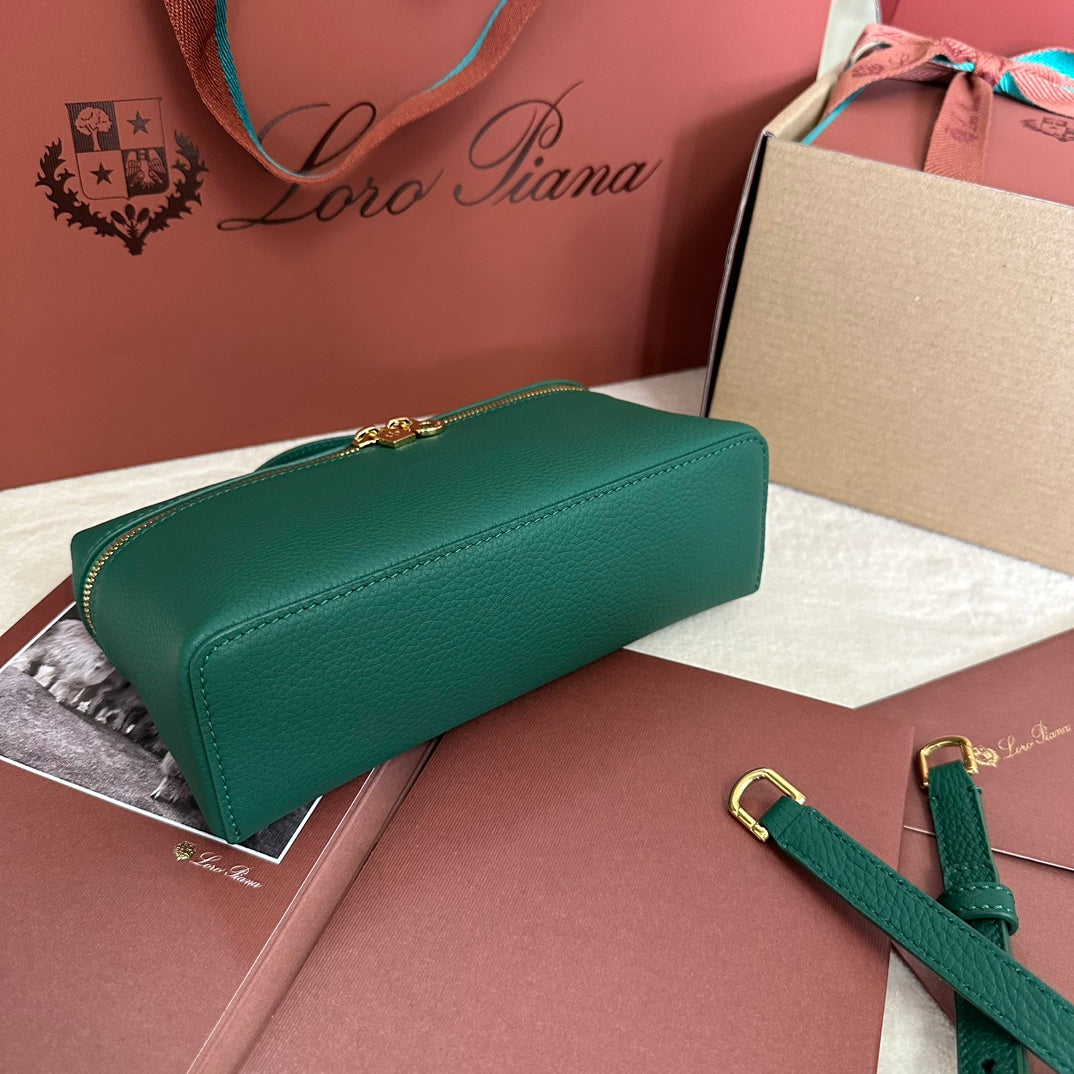 Loro Piana Extra Pocket L19 in Green Forest Grained Calfskin with Gold Hardware Bag