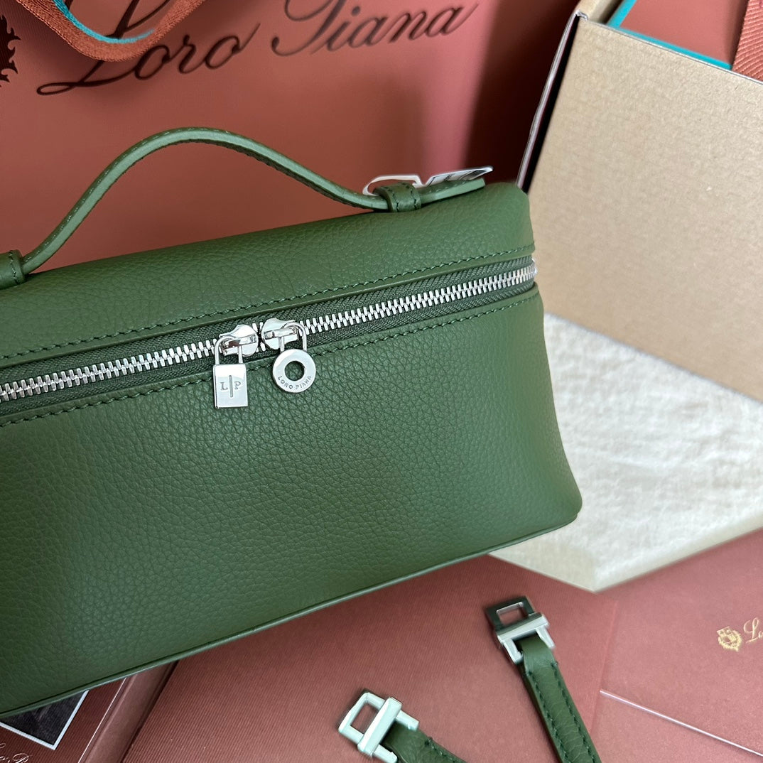 Loro Piana Extra Pocket L19 in Pine Green Calfskin with Silver Hardware Bag