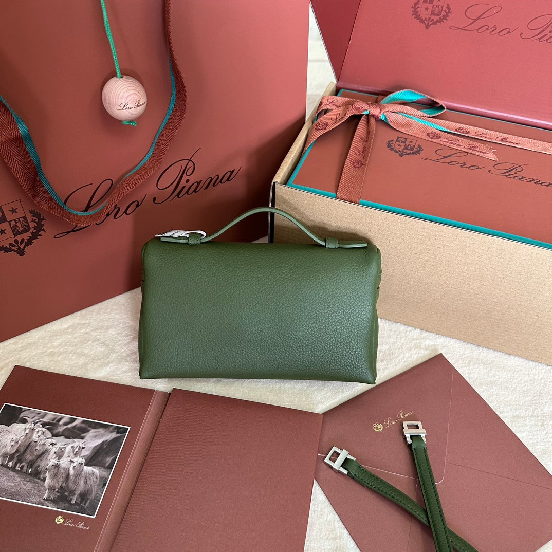 Loro Piana Extra Pocket L19 in Pine Green Calfskin with Silver Hardware Bag
