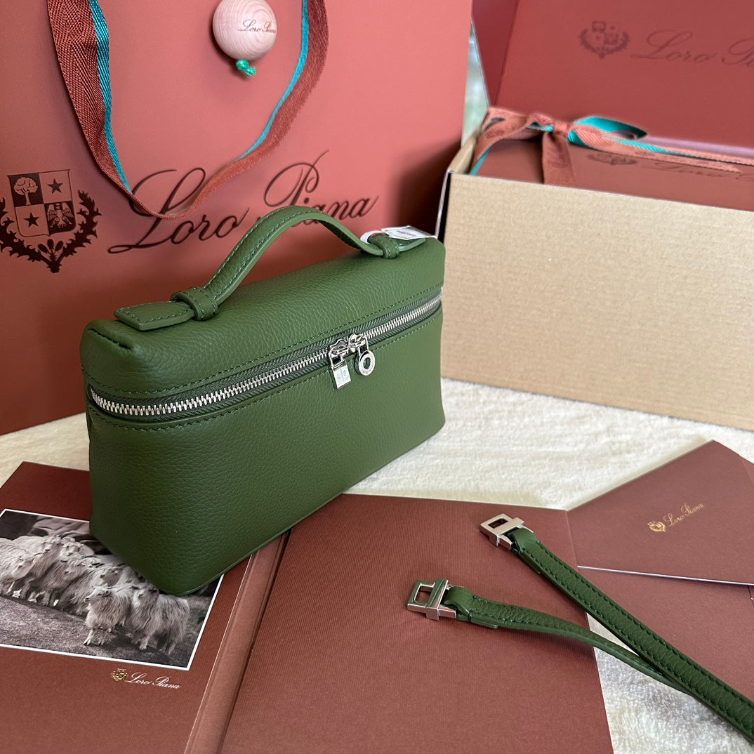 Loro Piana Extra Pocket L19 in Pine Green Calfskin with Silver Hardware Bag