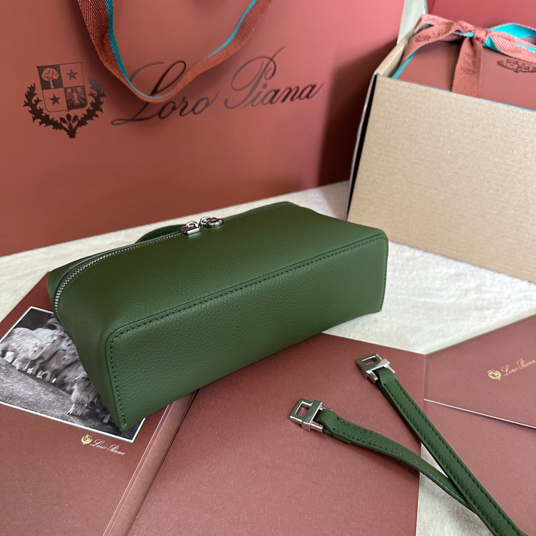 Loro Piana Extra Pocket L19 in Pine Green Calfskin with Silver Hardware Bag