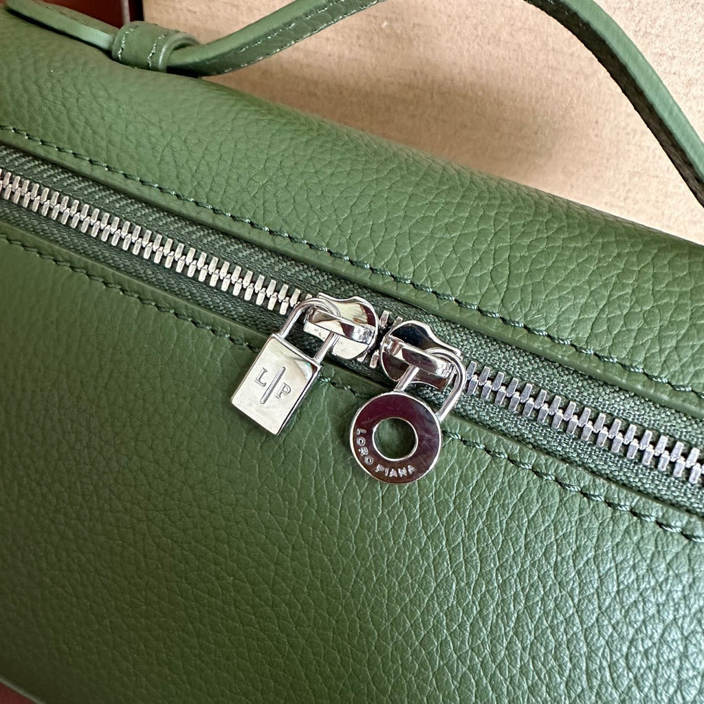 Loro Piana Extra Pocket L19 in Pine Green Calfskin with Silver Hardware Bag