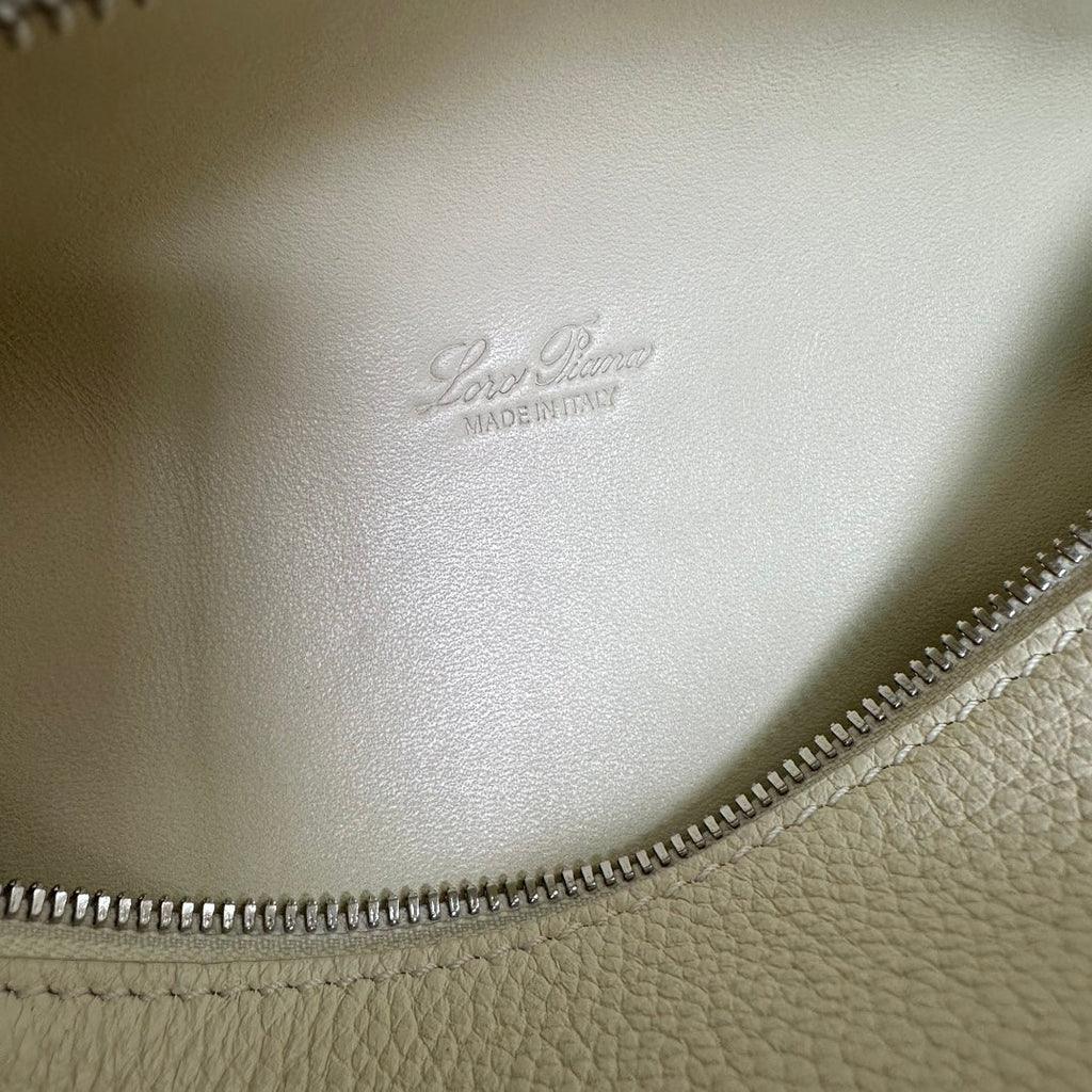 Loro Piana Extra Pocket L19 in White Grained Calfskin with Silver Hardware Bag