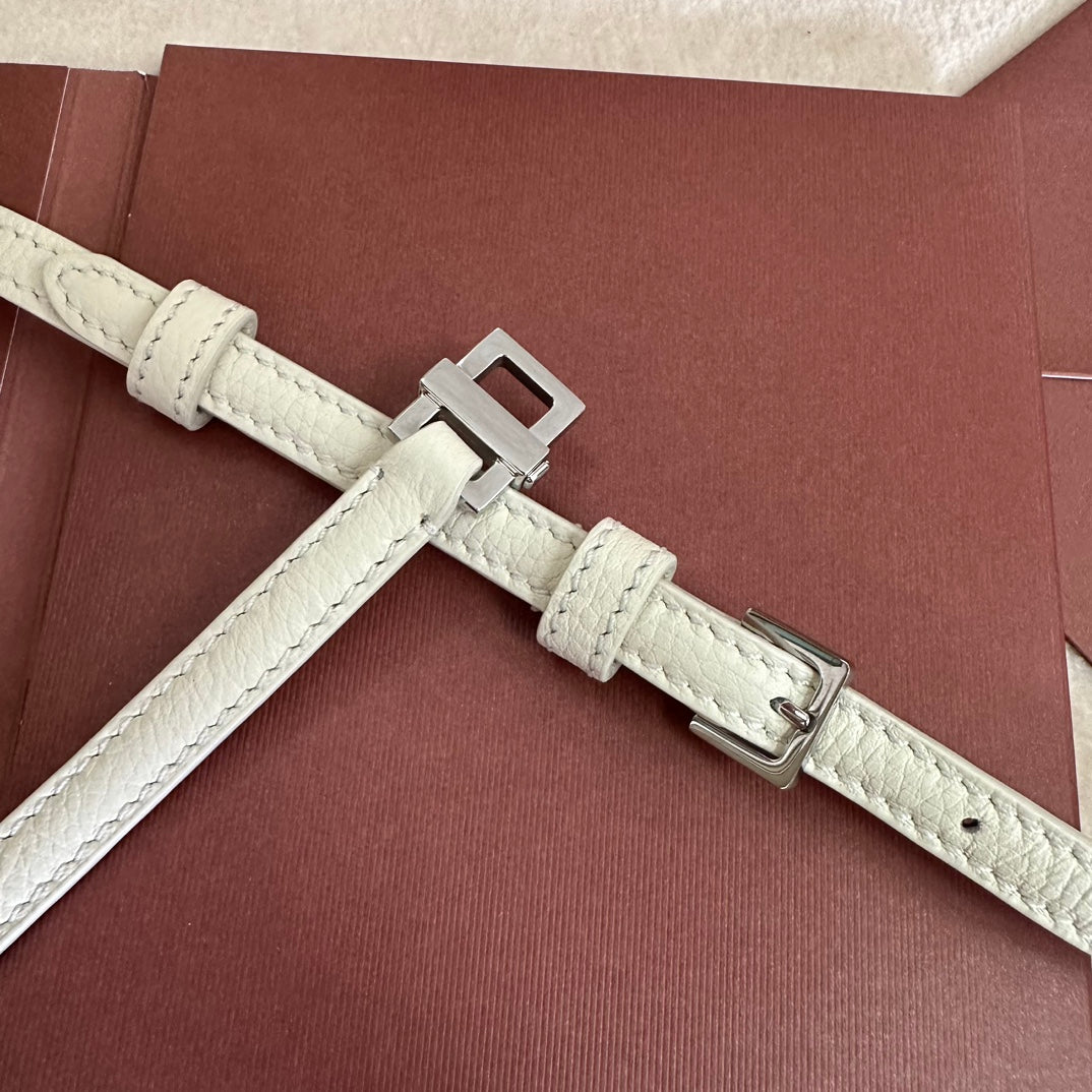 Loro Piana Extra Pocket L19 in White Grained Calfskin with Silver Hardware Bag