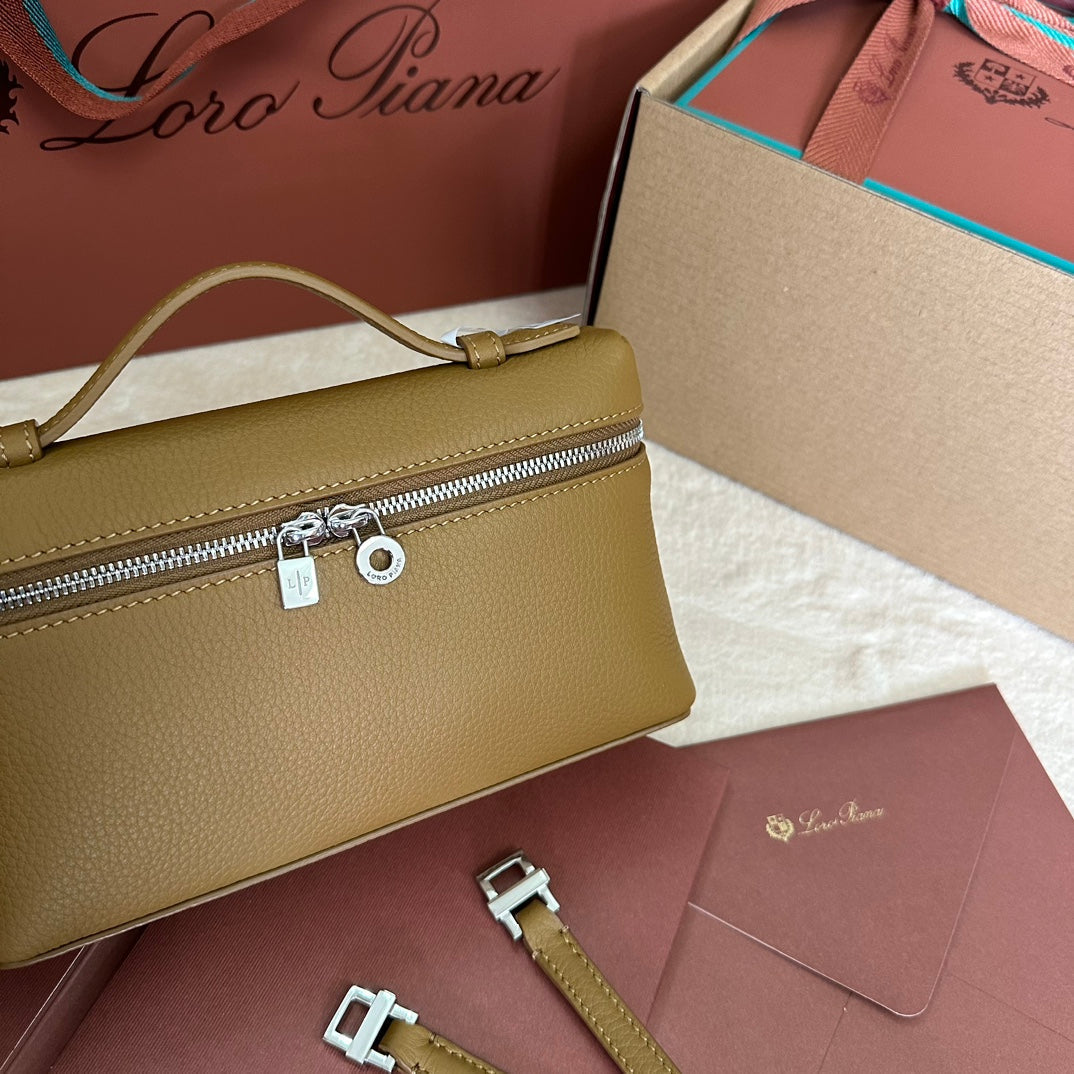 Loro Piana Extra Pocket L19 in Dijon Yellow Grained Calfskin with Silver Hardware Bag