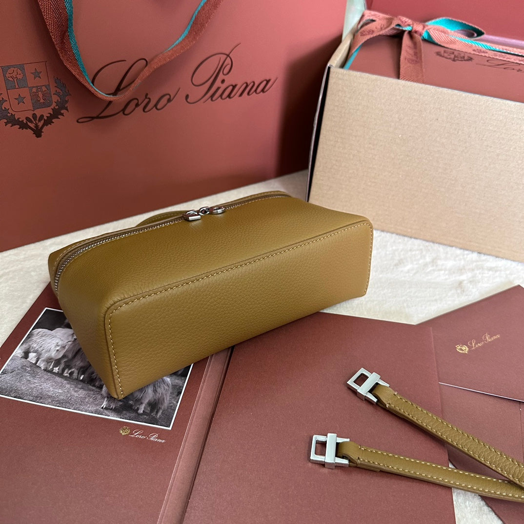 Loro Piana Extra Pocket L19 in Dijon Yellow Grained Calfskin with Silver Hardware Bag