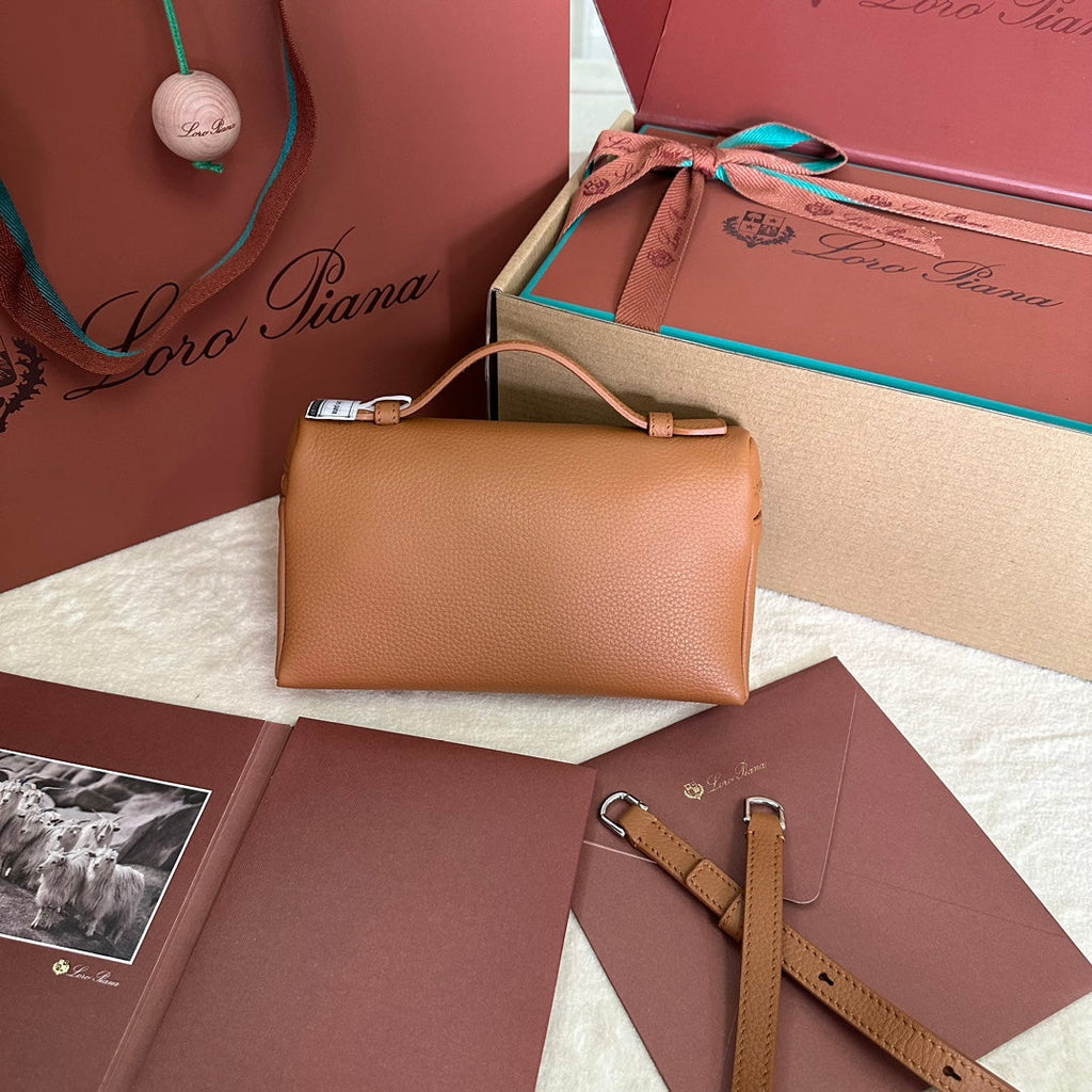 Loro Piana Extra Pocket L19 in Bronze Brown Calfskin with Silver Hardware Bag