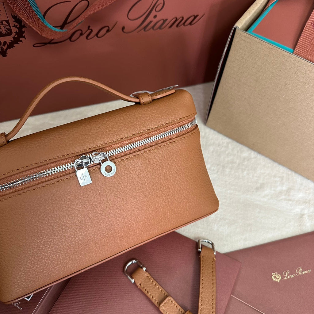 Loro Piana Extra Pocket L19 in Bronze Brown Calfskin with Silver Hardware Bag