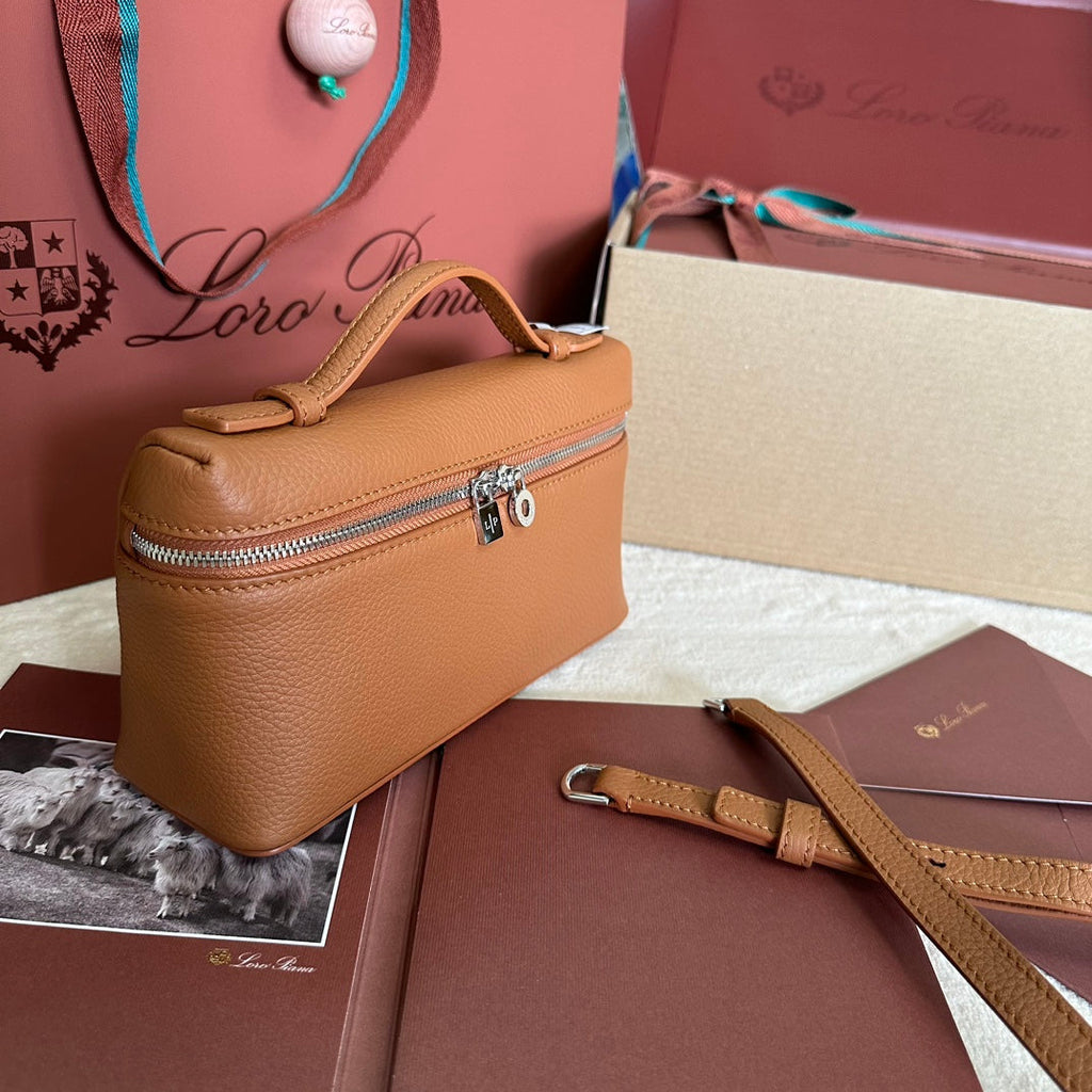 Loro Piana Extra Pocket L19 in Bronze Brown Calfskin with Silver Hardware Bag