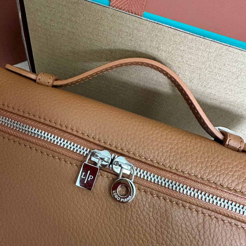 Loro Piana Extra Pocket L19 in Bronze Brown Calfskin with Silver Hardware Bag