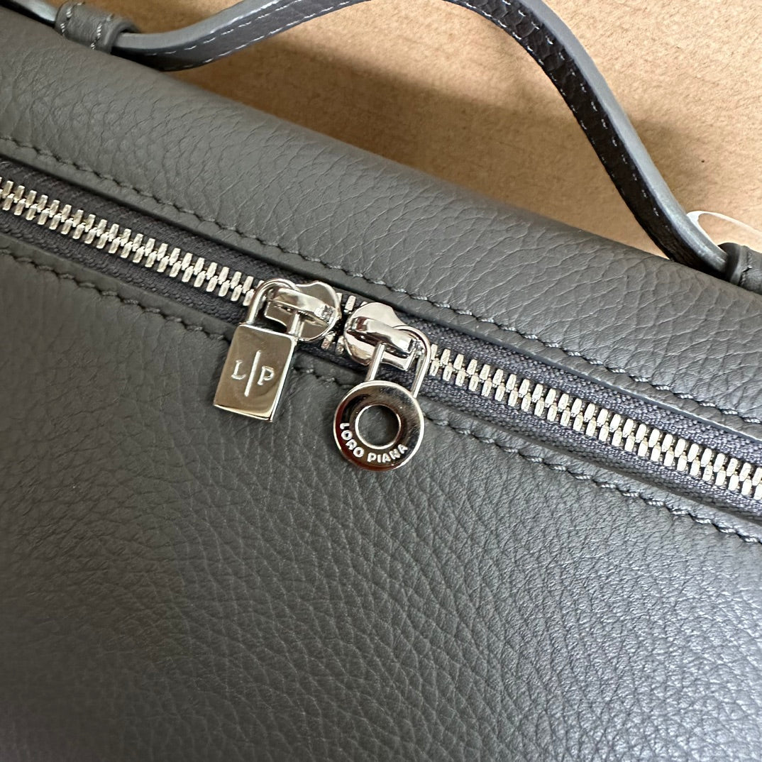 Loro Piana Extra Pocket L19 in Black Grained Calfskin with Silver Hardware Bag