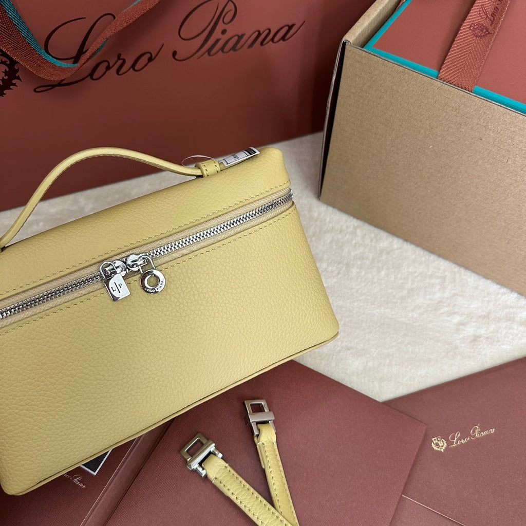 Loro Piana Extra Pocket L19 in Light Yellow Calfskin with Silver Hardware Bag