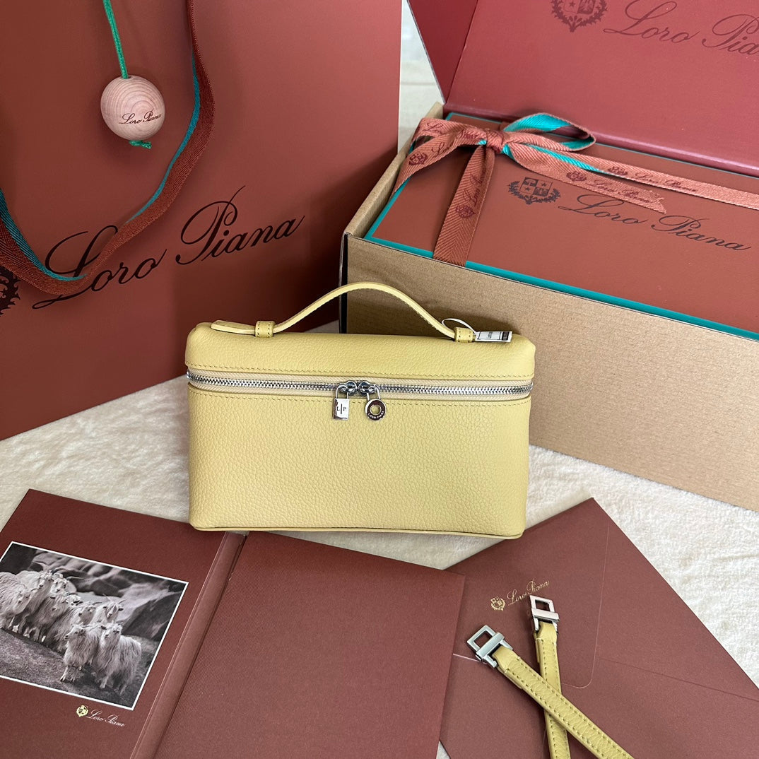 Loro Piana Extra Pocket L19 in Light Yellow Calfskin with Silver Hardware Bag