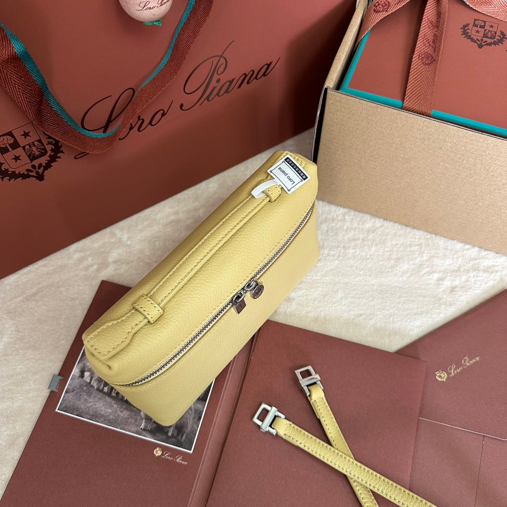 Loro Piana Extra Pocket L19 in Light Yellow Calfskin with Silver Hardware Bag