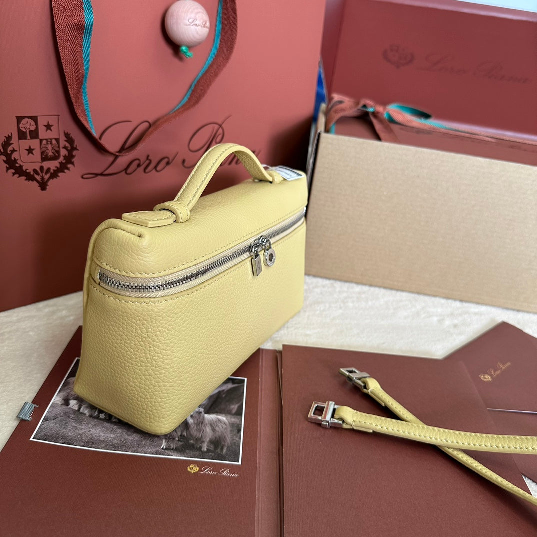 Loro Piana Extra Pocket L19 in Light Yellow Calfskin with Silver Hardware Bag