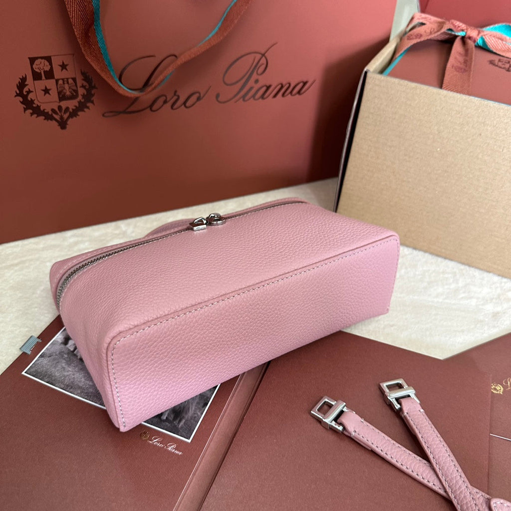 Loro Piana Extra Pocket L19 in Flamingo Pink Grained Calfskin with Silver Hardware Bag