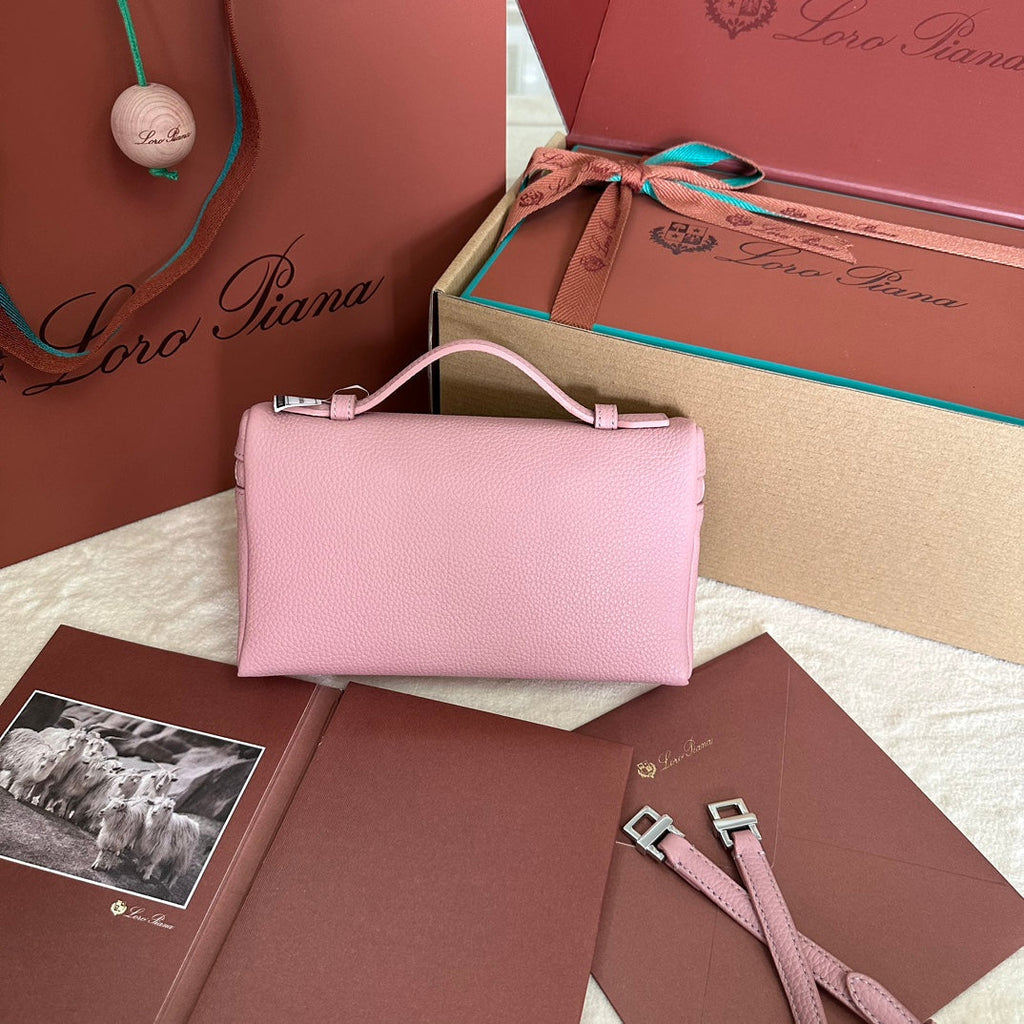 Loro Piana Extra Pocket L19 in Flamingo Pink Grained Calfskin with Silver Hardware Bag