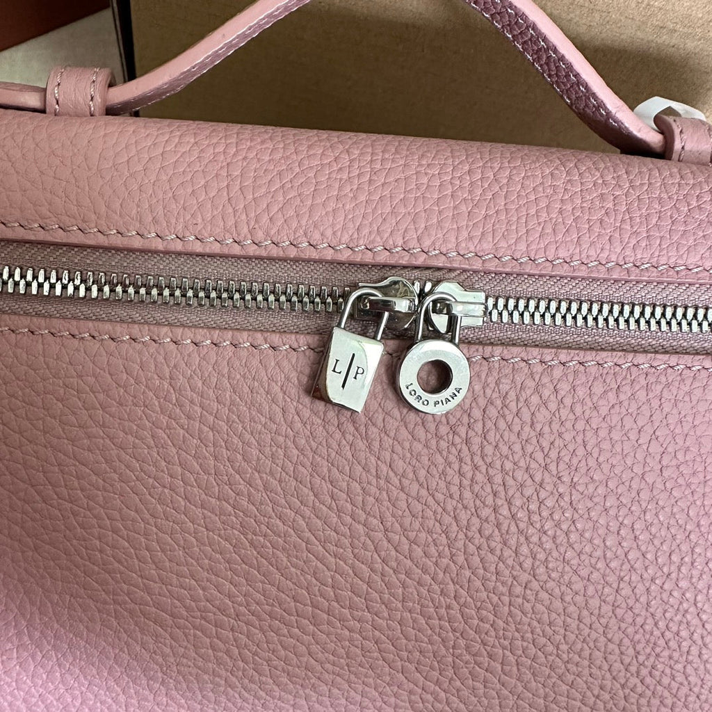 Loro Piana Extra Pocket L19 in Flamingo Pink Grained Calfskin with Silver Hardware Bag