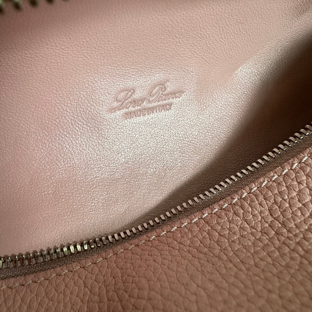 Loro Piana Extra Pocket L19 in Flamingo Pink Grained Calfskin with Silver Hardware Bag