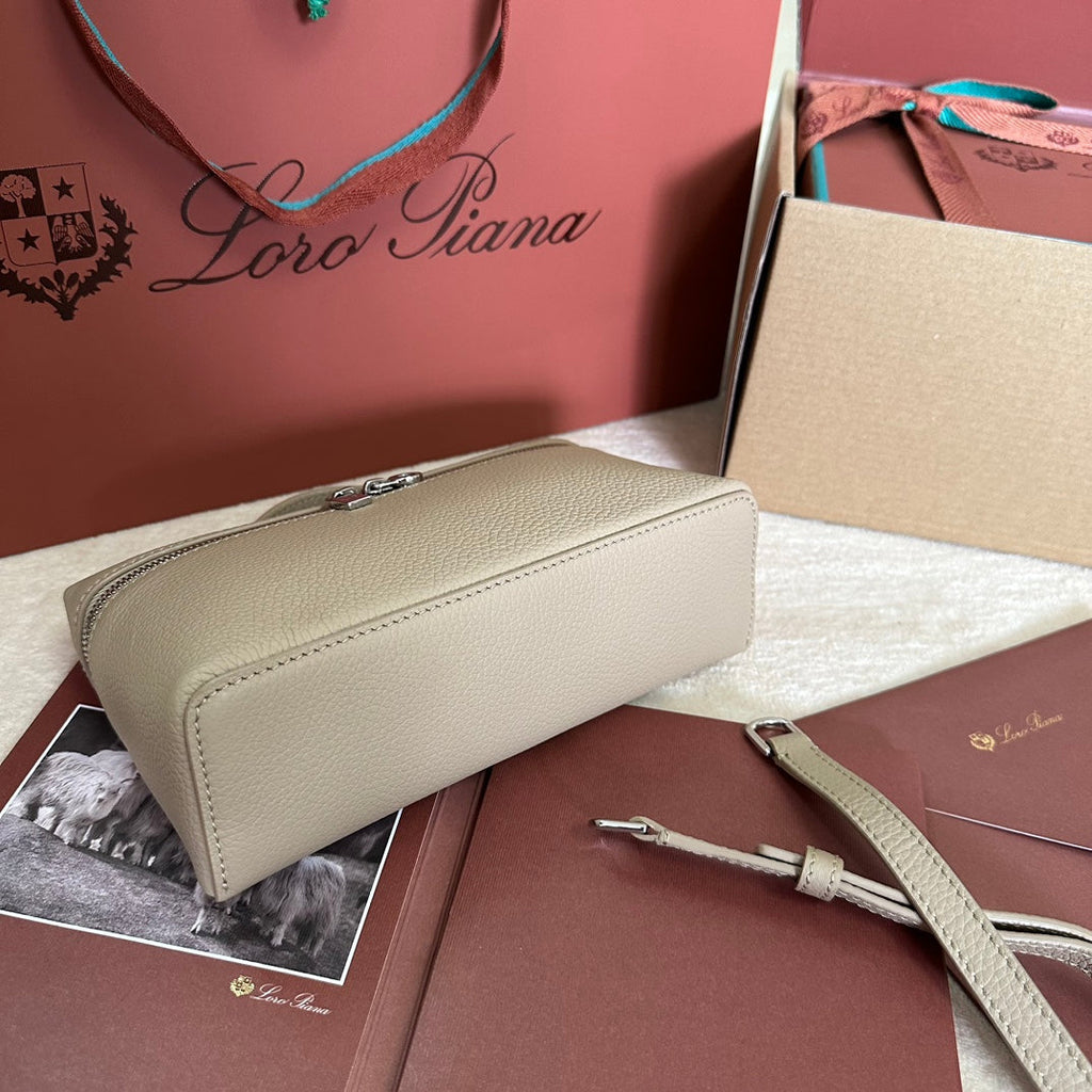 Loro Piana Extra Pocket L19 in Desert Brown Grained Calfskin with Silver Hardware Bag