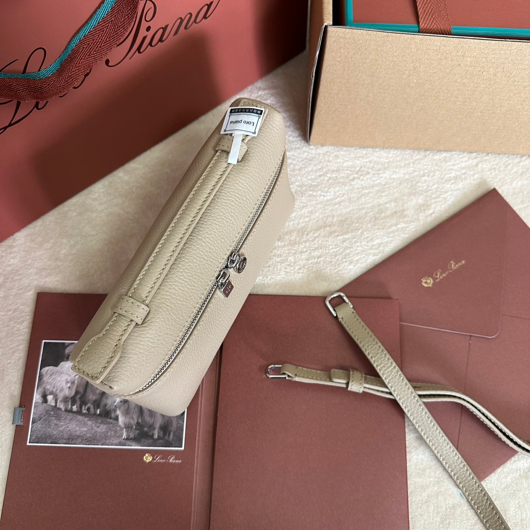 Loro Piana Extra Pocket L19 in Desert Brown Grained Calfskin with Silver Hardware Bag