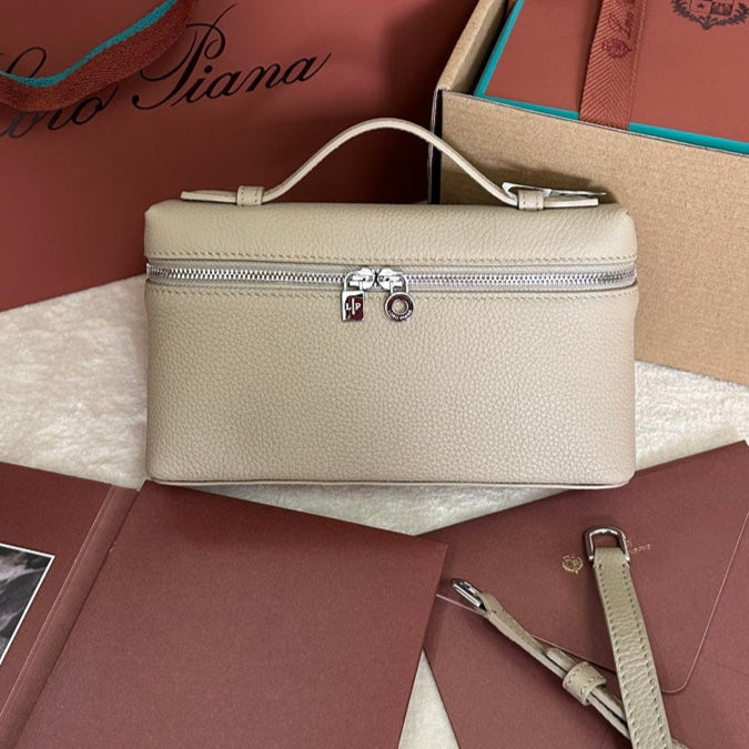 Loro Piana Extra Pocket L19 in Desert Brown Grained Calfskin with Silver Hardware Bag