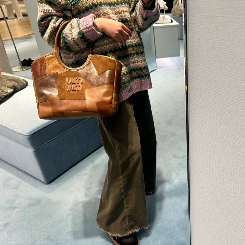 Hobo 28 Bag in Cognac Leather Patchwork