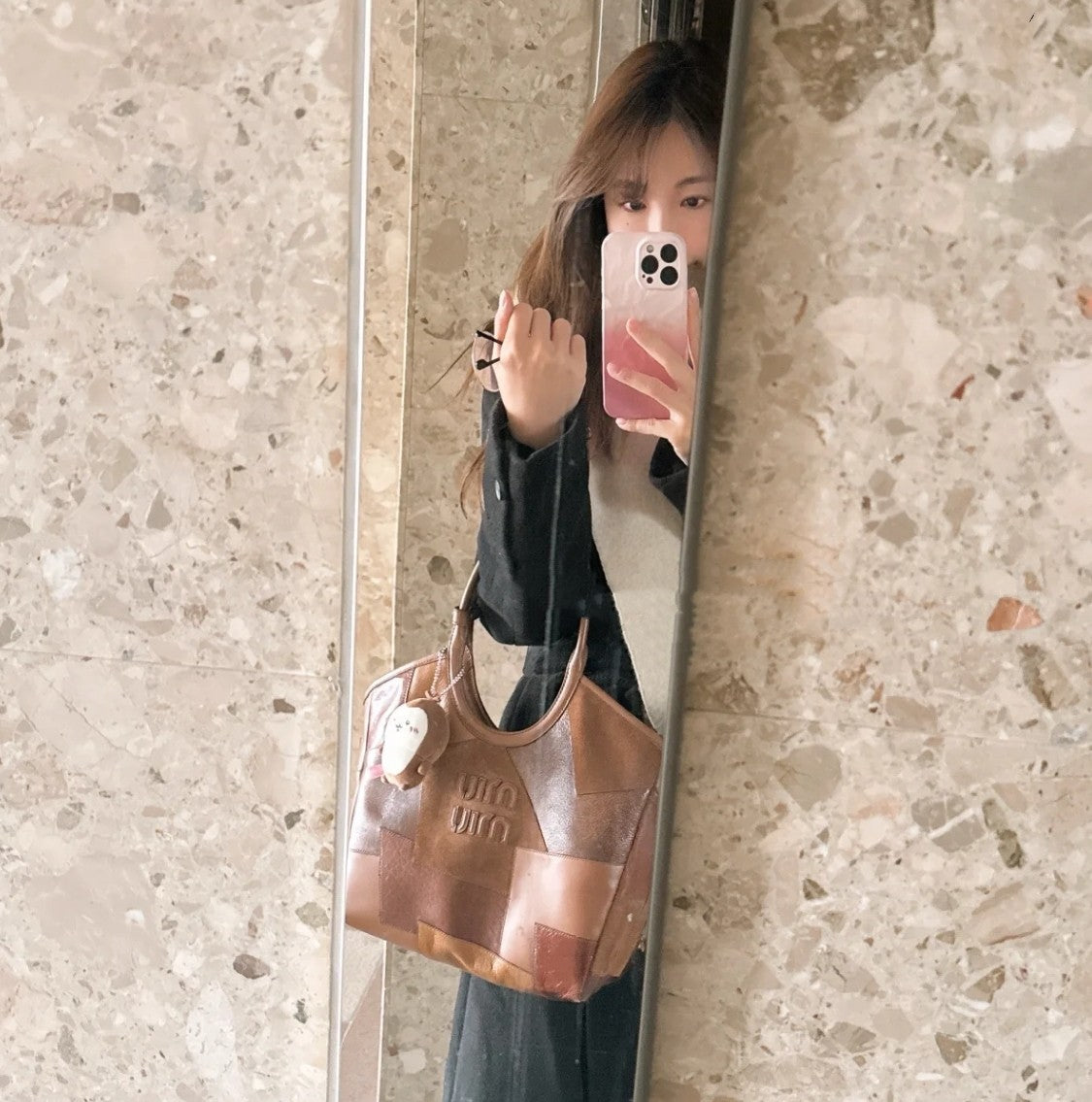 Hobo 28 Bag in Cognac Leather Patchwork
