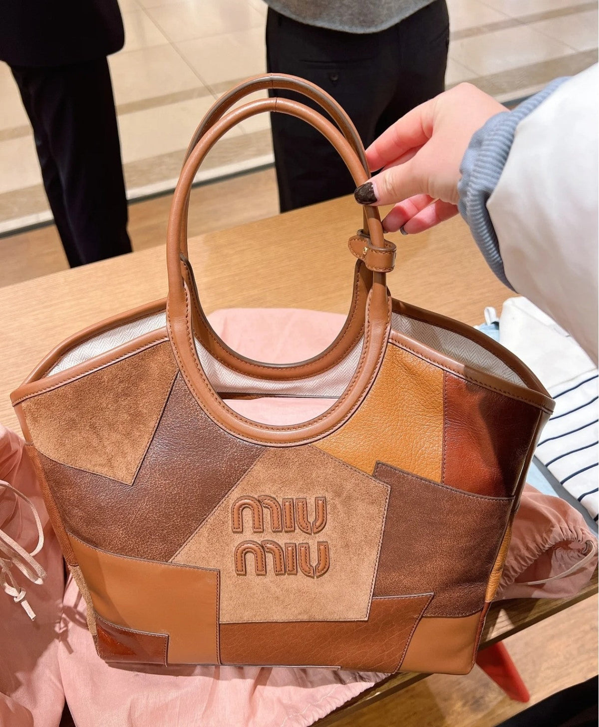 Hobo 28 Bag in Cognac Leather Patchwork