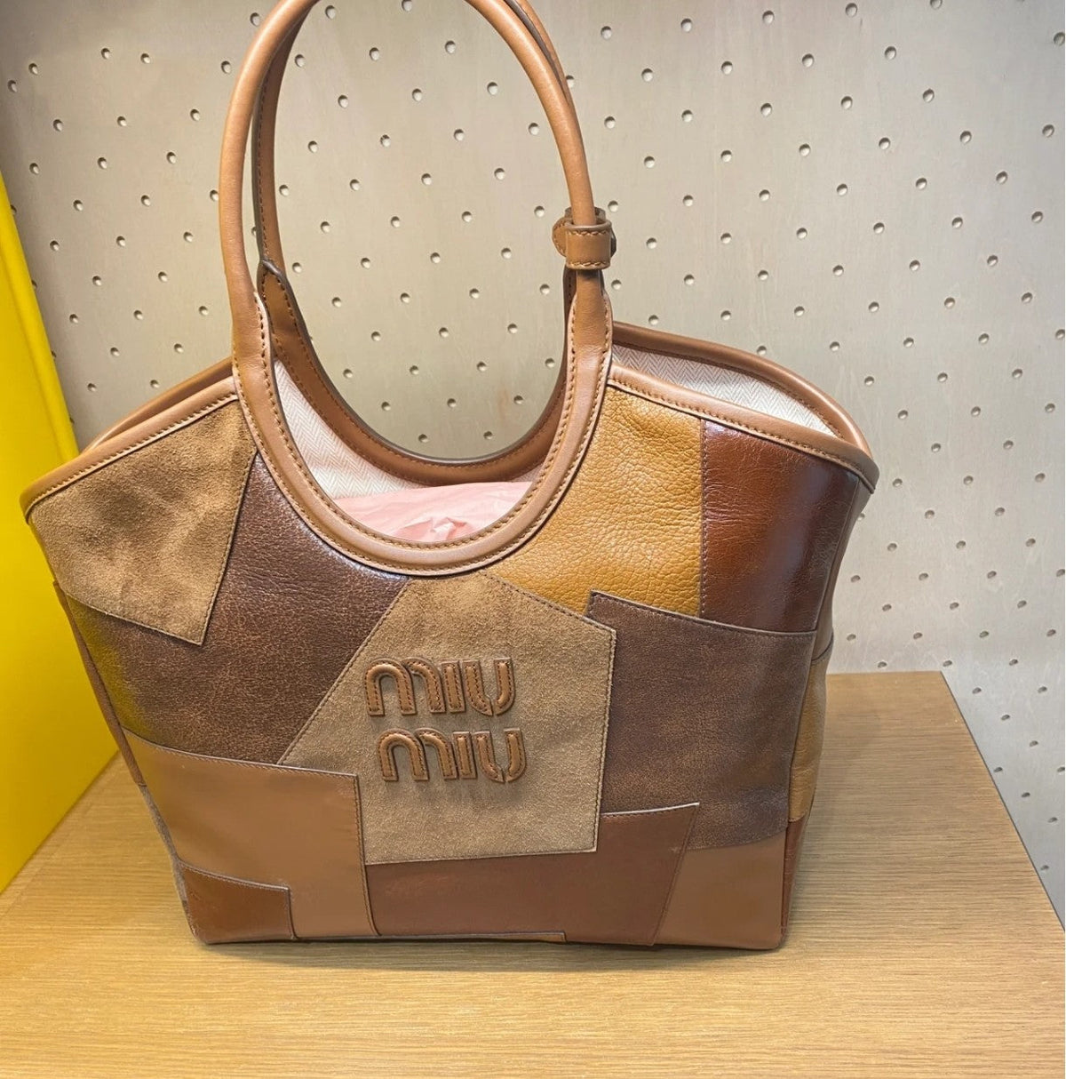 Hobo 28 Bag in Cognac Leather Patchwork