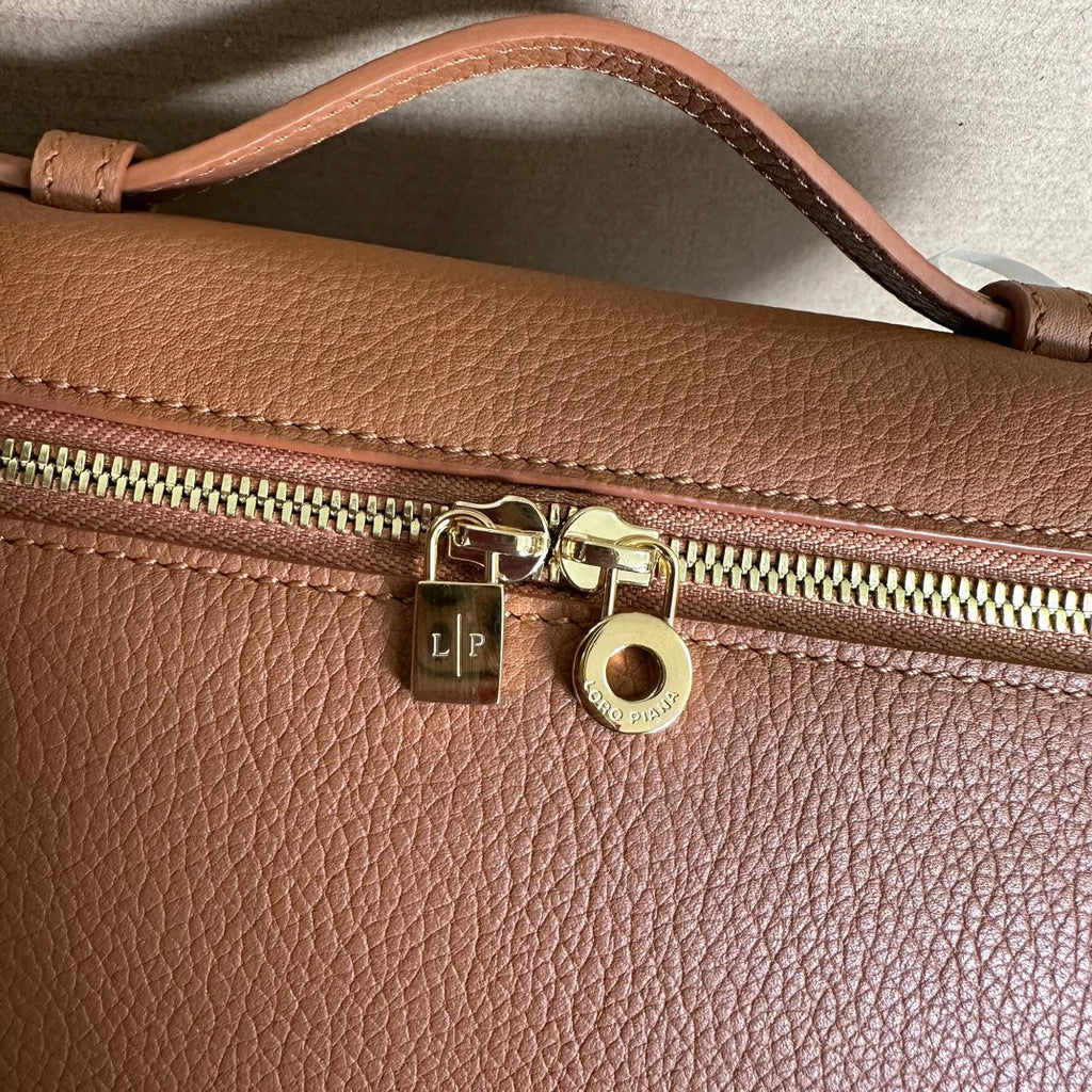 Loro Piana Extra Pocket L19 in Bronze Brown Grained Calfskin with Gold Hardware Bag