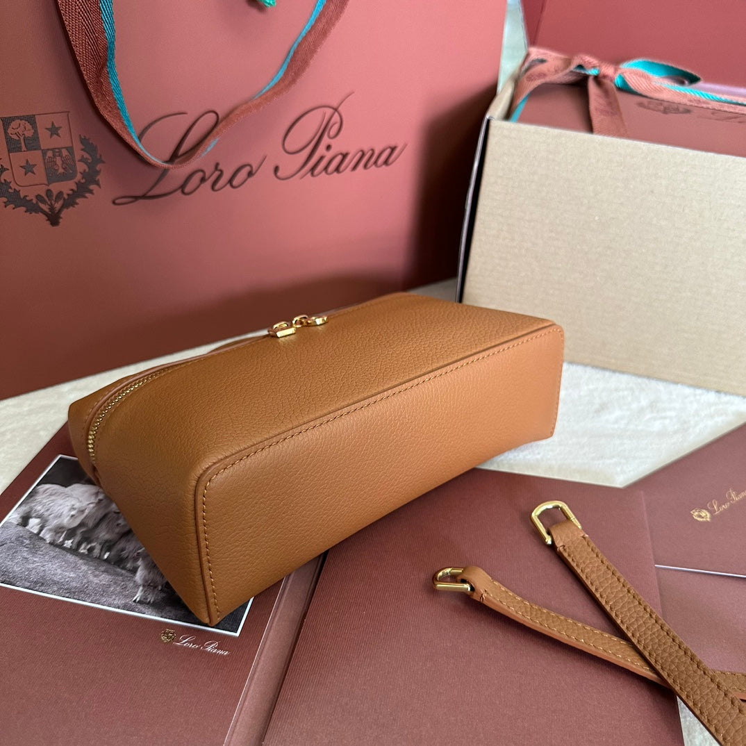 Loro Piana Extra Pocket L19 in Bronze Brown Grained Calfskin with Gold Hardware Bag