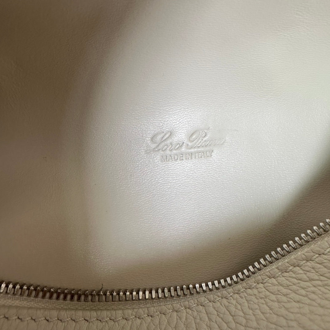 Loro Piana Extra Pocket L19 in White Grained Calfskin with Silver Hardware Bag