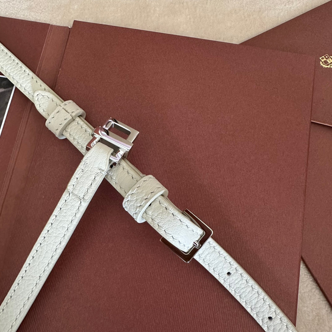 Loro Piana Extra Pocket L19 in White Grained Calfskin with Silver Hardware Bag
