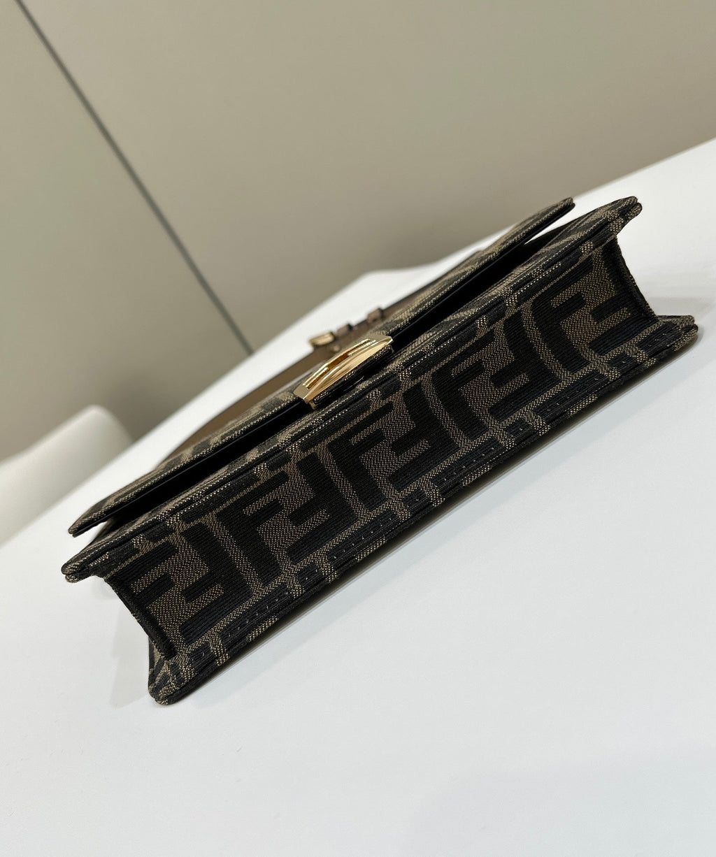 Baguette Chain Midi 21 in Brown Mix Black Monogram Jacquard Fabric Bag