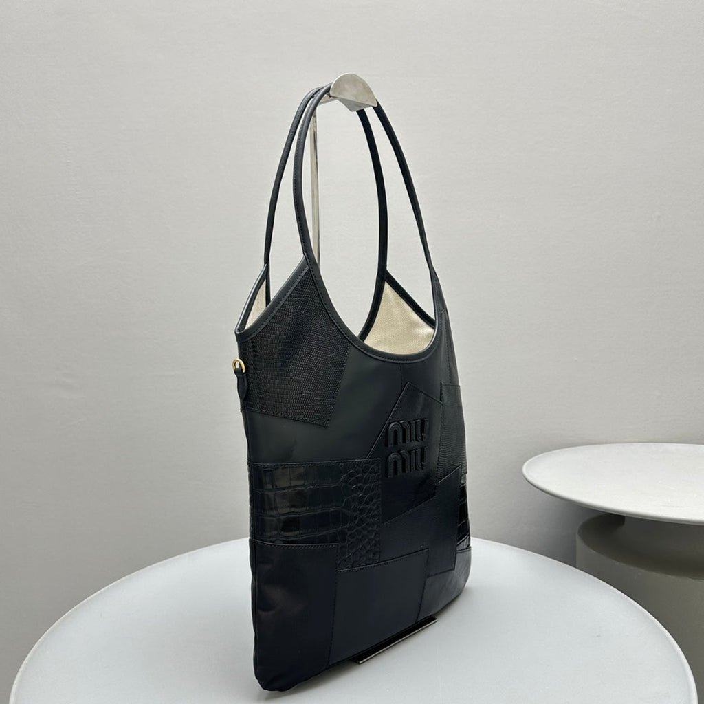 Hobo 40 Tote in Patchwork Black Calfskin