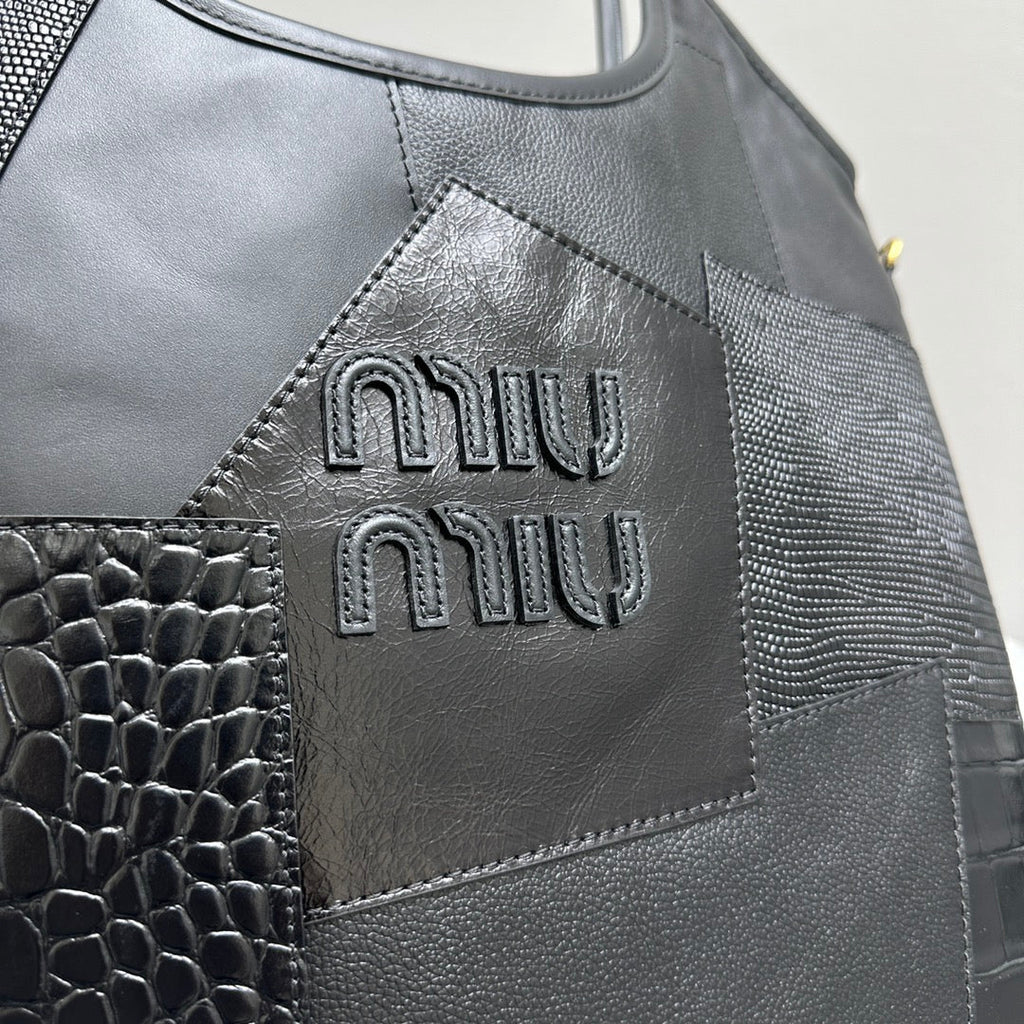 Hobo 40 Tote in Patchwork Black Calfskin