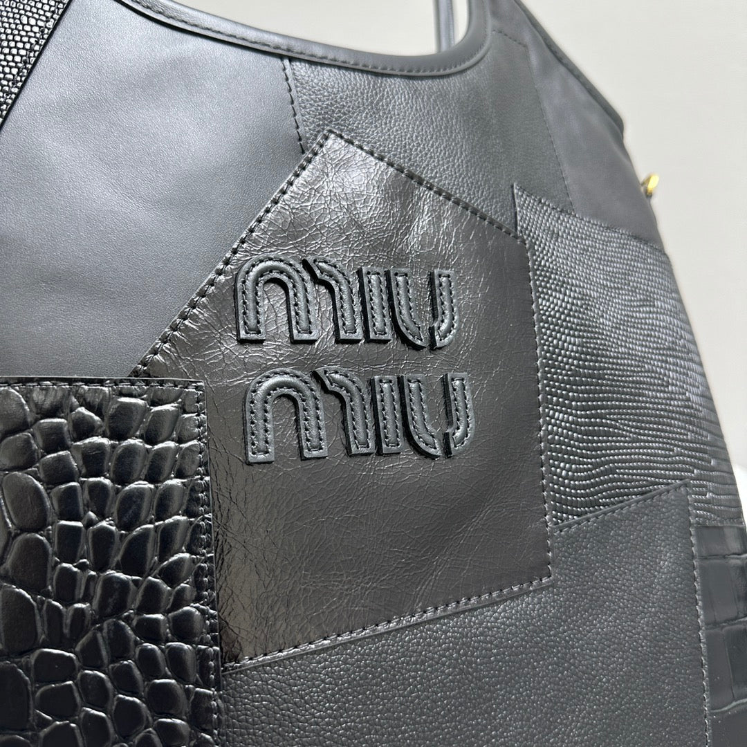 Hobo 40 Tote in Patchwork Black Calfskin